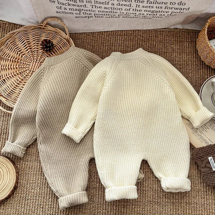 2025 Winter New Baby Long Sleeve Knitted Romper Cartoon Embroidery Infant Boy Girl Thick Warm Jumpsuit Newborn Toddler Clothes