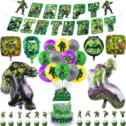 The Avengers Hulk Latex Balloon Superhero Foil Ballons Green Anger Cake Topper Happy Birthday Banner Party Decor Kids Gift Toys