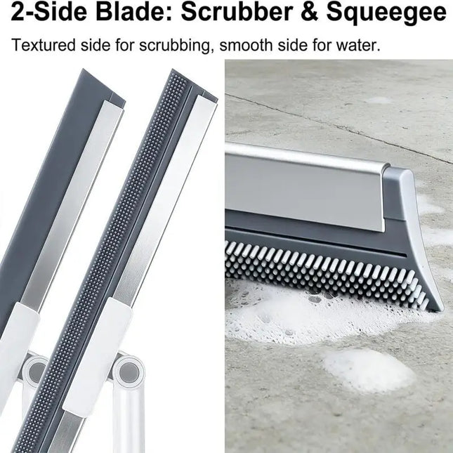 115cm Telescopic Silicone Broom Dual Use Wet Dry Floor Squeegee Water Wiper for Bathroom Toilet Floor Cleaning