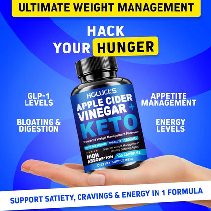 Keto ACV 1500mg Supplement, with Apple Cider Vinegar & GoBHB, for Metabolism & Gut Microbiome Health, Beautify Skin, Vitality