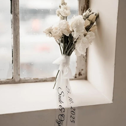 Personalized Name date Bridal Wedding Bouquet Ribbon Bridal Toss Bouquet Decor Bridesmaid Proposal Gift Wedding Party Supplies