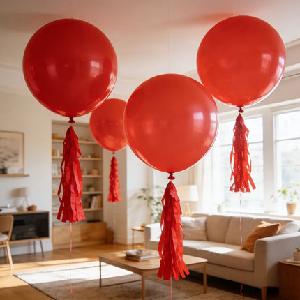 36inch Giant Balloon Wedding Decoration Colorful Tassel Happy Birthday Live Arrangement Black White Red Purple Helium Balloon