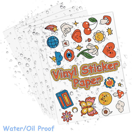 10 Sheets A4 Glossy Vinyl Sticker Sheets 8.3 x 11.7 inch Self-adhesive Waterproof Label Compatible with Inkjet & Laser Printers