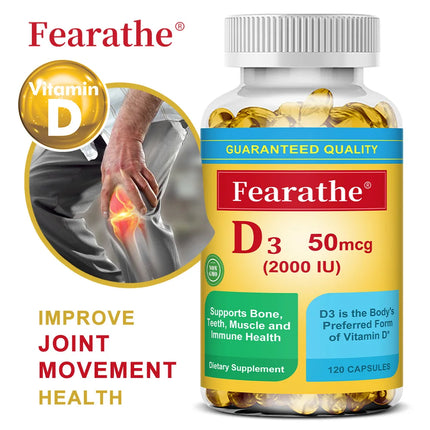 Vitamin D3 Capsules, Daily Essential Nutrient Supplement for Bone Teeth Muscle & Immune System Wellness Non-GMO Gluten Free