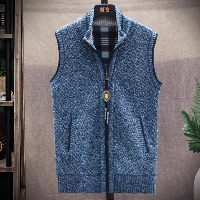 Sweater Cardigan Vest Men's Wear Fall and Winter Knitwear Warm Padded Thickened Jacket Zip Knittwear Harajuku