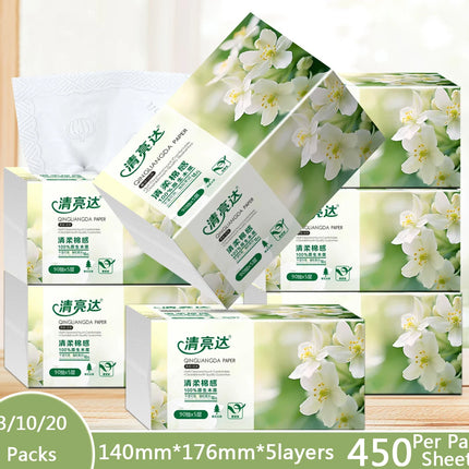 3-20Packs Large Packs Full Case Of Household Toilet Paper Kitchen Roll Facial Tissue Hand Towel Can Be Moistened 450 Sheets
