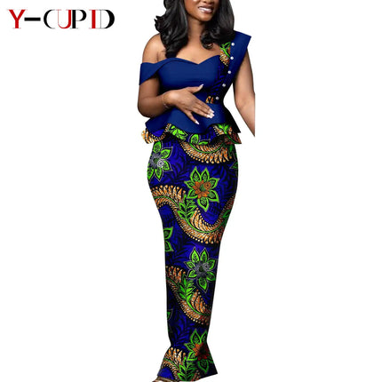 Dashiki African Print Dresses for Women Matching Couple Clothes Wedding Party Men Outfits Kaftan Shirt and Pant Sets Y23C040