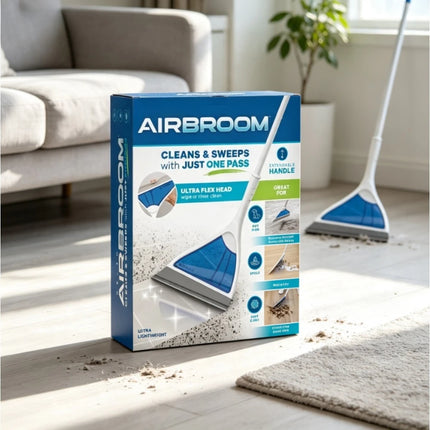 Air Broom, All Surface Lightweight Silicone Broom, Squeegee, Pet Hair Remover, Indoor Cleaning