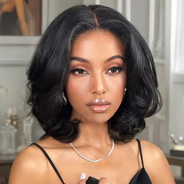 13x4 Bob Wig Human Hair wigs Body Wave 180% 210% Density Blunt Cut Short Bob Lace Front Wigs Human Hair Short Glueless Wigs for Women