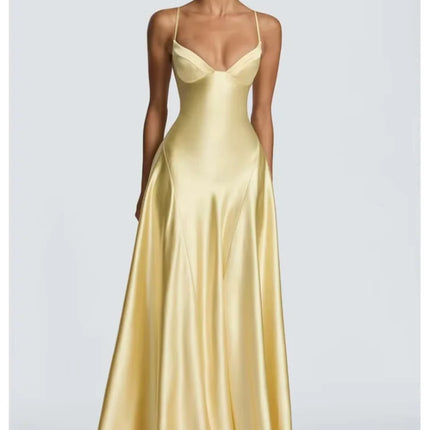 Solid Satin Cowl Neck Women's Dress Elegant Sleeveless Ruched Waist Fishtail Bodycon Lady Vestido 2026 Summer Party Dresses