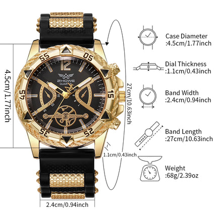 Luxury Men Business Watches Casual Silicone Strap Analog Quartz Wristwatches Reloj Hombre Clock Gift (Without Box)