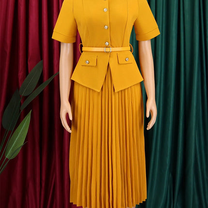 Elegant Women Pleated Dresses 2026 Summer Clothing Birthday Wedding Party Evening Gown Office Ladies Maxi Dress O-neck Robes