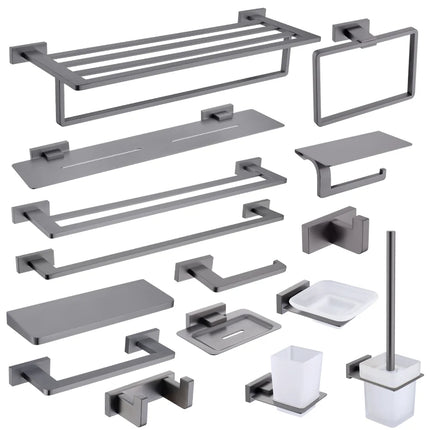 Gunmetal Stainless Steel Bathroom Hardware Towel Rack Toilet Paper Holder,Toilet Brush,Robe Hook Towel Bar Holder Grey Stainless