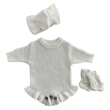 Custom Name Baby Knitted Romper Cotton Warm Long Sleeve Bodysuit Personalized Newborn Outfit Autumn Infant Jumpsuit Clothes Sets