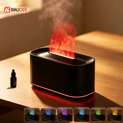 Flame Aroma Humidifier Essential Oils Diffuser Mini Air Humidifier For Home Automatic Fragrance Mist Maker With RGB Light