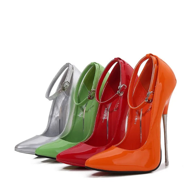 16cm Sexy High Heels Woman Pumps Heel Female Shoes Nude Pink Stiletto Office Woemn‘s Leather Shoes Size 46 Tacones De Tiras