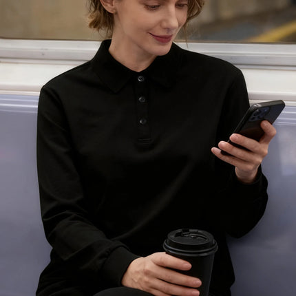 NEW Solid Polo Shirts Womens Commuting Long Sleeves T-Shirts Breathable Lapel Tops Sporty GOLF shirt Comfortable Womans Clothes