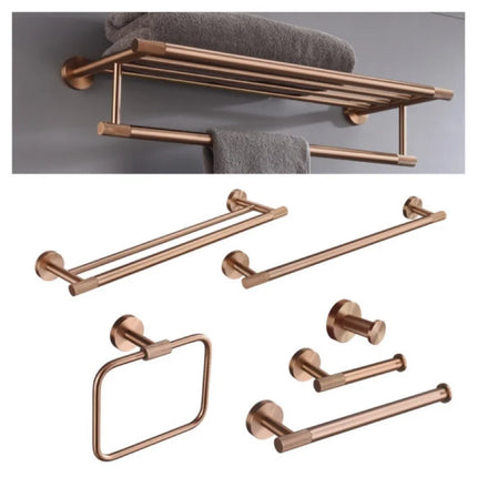 Brushed Rose Gold Brass Knurled Toilet Brush Holder Toilet Paper Holder Towel Bar Rail Rack Hanger Hook Soap Dish Hardware Set