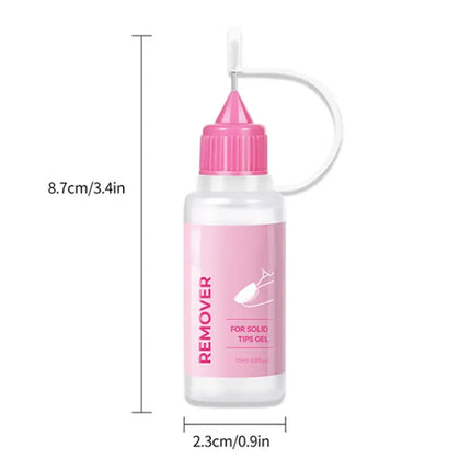 Needle Tube Nail Glue Remover for Press on Nails, Fast Acting Dissolver Liquid for UV Gel Tape, Solid Glue & Acrylic Nails