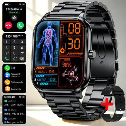 Golden Men woman Smart Watch 1.83" HD Screen Health Monitor wireless Call Sports Fitness tracking SmartWatches IP68 Waterproof