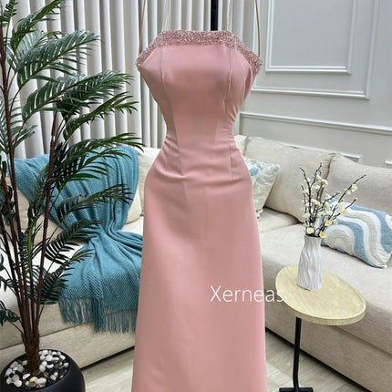 Customized Jersey Sparkle Sequined Strapless Trumpet Midi Dresses Bespoke Occasion Woman Elegant Party Wedding Guest Evening