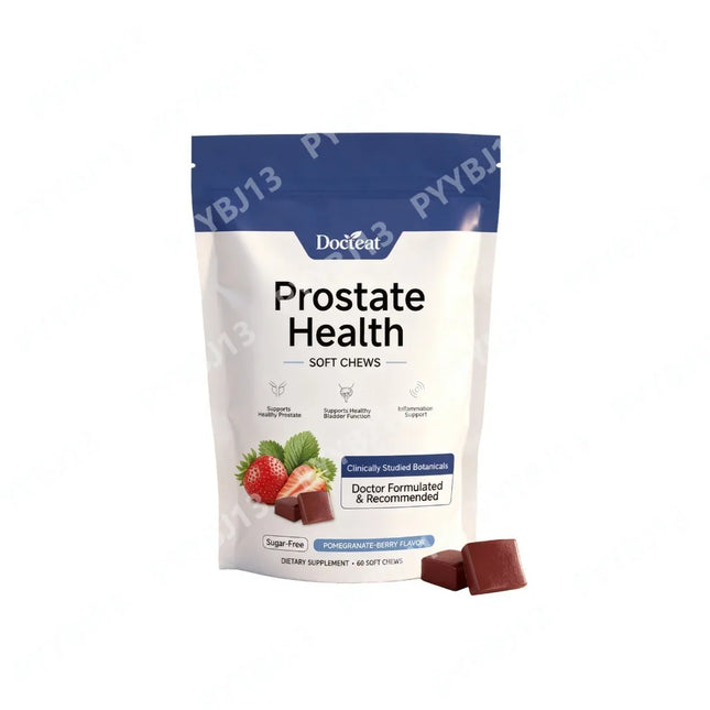 Docteat Men Prostate Health Soft Chews 60 CT Sugar-Free Plant Sterols Selenium Reishi Botanical Daily Wellness Supplement