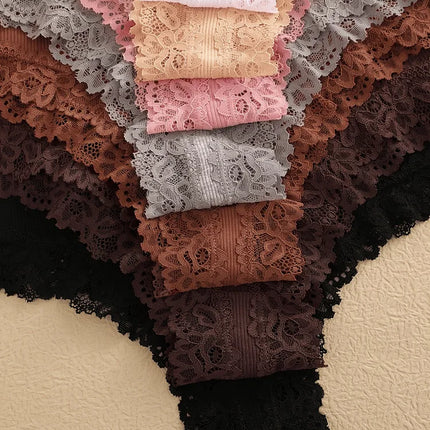 11PCS Women Lace Cotton Panties Seamless Brazilian Panties Sexy Low-Waist T-Back Bikini Female Breathable Underwear Lingerie