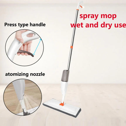 Large Household Spray Mop with Replaceable Microfiber Pad Wet & Dry Cleaning Rotating Broom Microfiber Pads for Home Cleaning