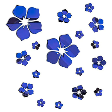 18Pcs 3D Flower Mirror Wall Stickers Acrylic TV Background Art Mural Bedroom Decor Self-adhesive Decorative Mirrors Home Decor