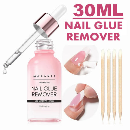 Makartt Nail Glue Remover for Press On Nails, Dissolves in 5 Mins, No Damage No Filing, Gentle Safe for Natural Nails Manicure
