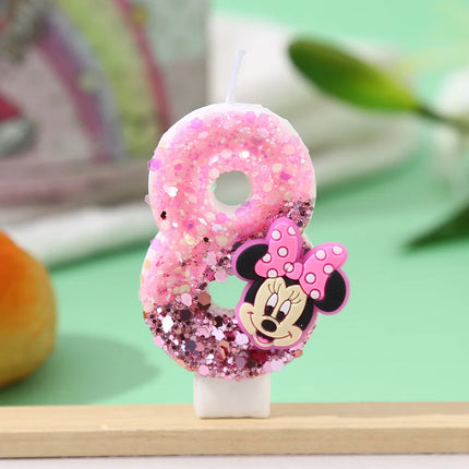 Number 0-9 Candles Cartoon Mickey Minnie Mouse Candle for Happy Birthday Cake Cupcake Topper Party Decoration Supplies DIY Gifts