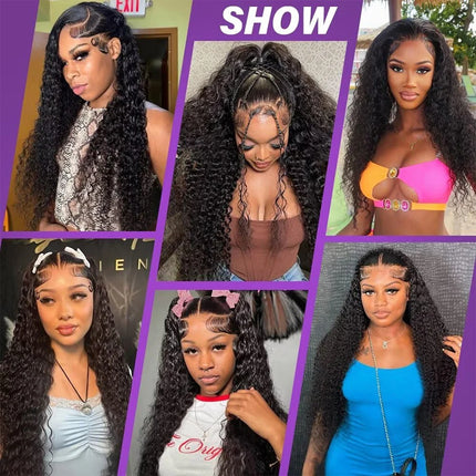 Deep Wave 13x6 HD Lace Frontal Wig Brazilian Curly Glueless Wigs Human Hair For Black Women Pre Plucked Wet An Wavy Human Hair