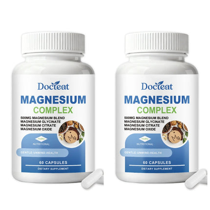 Triple Magnesium Complex Capsules with Glycinate Citrate and Oxide Daily Wellness and Mineral Nutrition Supplement 60 Count