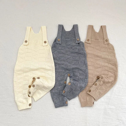 2025 New Autumn 0-24M Newborn Baby Boys Girls Knitted Jumpsuit Sleeveless Solid Color Overalls Toddler Baby Girl Knitted Romper