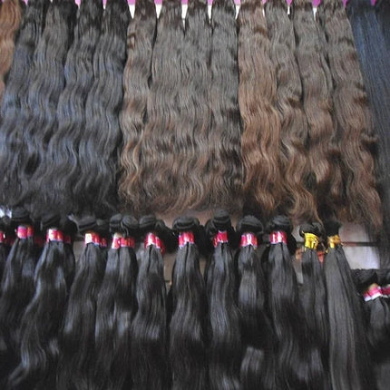 Private Label 100% Remy Virgin Human Extensions 12a Cuticle Aligned Raw Indian Natural Black Machine Double Super Double Drawn