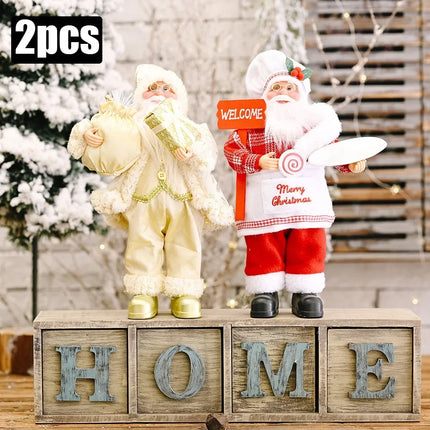1~4PCS 2026 Christmas Decoration for Home Santa Claus Plush Doll 30cm Navidad Party Decor Xmas Ornaments New Year Gift