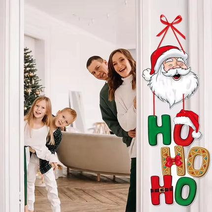 Merry Christmas Door Hanger, Santa Claus Snowman Xmas Tree Hanging Ornament, New Year Party Pendants for Home Christmas Decor