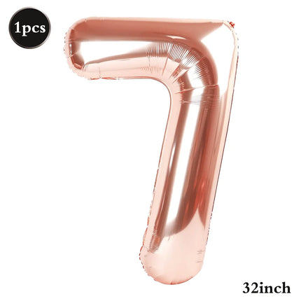 32Inch Multicolor Number 7 Balloon Large Number Balloons 0-9 Boys Girls Birthday Decoration Women Men Party Anniversary Supplies