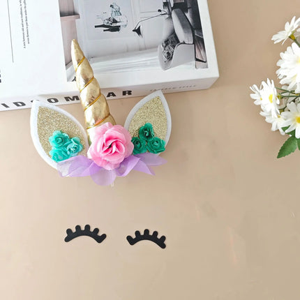 New Unicorn Happy Birthday Cake Topper Decoration Pink Gold Unicorn Kids Birthday Party Cake Toppers Baking Supplies Baby Shower