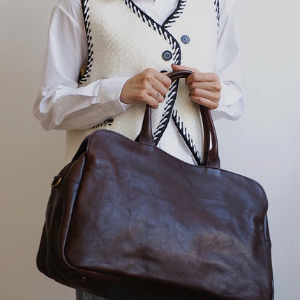 2024 New Genuine Leather Women Bag Cowhide Large Capacity Female Laptop Handbags Travel Bag Business Luggage Shoulder Bags Big