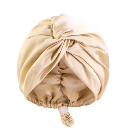 Pure Silk Turban Bonnets For Women Satin Sleeping Bonnet Hat Double Layer Twisted Hair Wrap Adjustable Silk Headwrap Hair Bonnet
