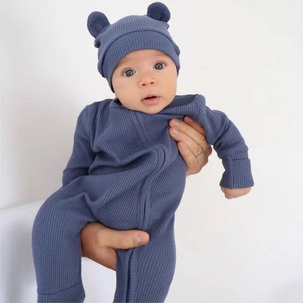 Autumn Winter Newbron Baby Rompers Solid Color Long Sleeved Belly Protection Homewear Baby Pajamas for Infant Kids