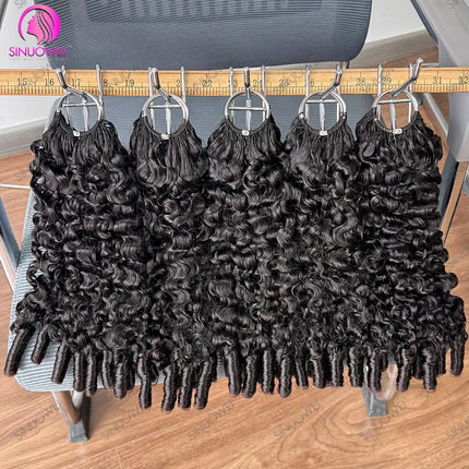 100% Human Hair Feather Crochet 12A Burmese Curly Natural Black Pre-Separated Feather Crochet Invisible Crochet Hair Extensions