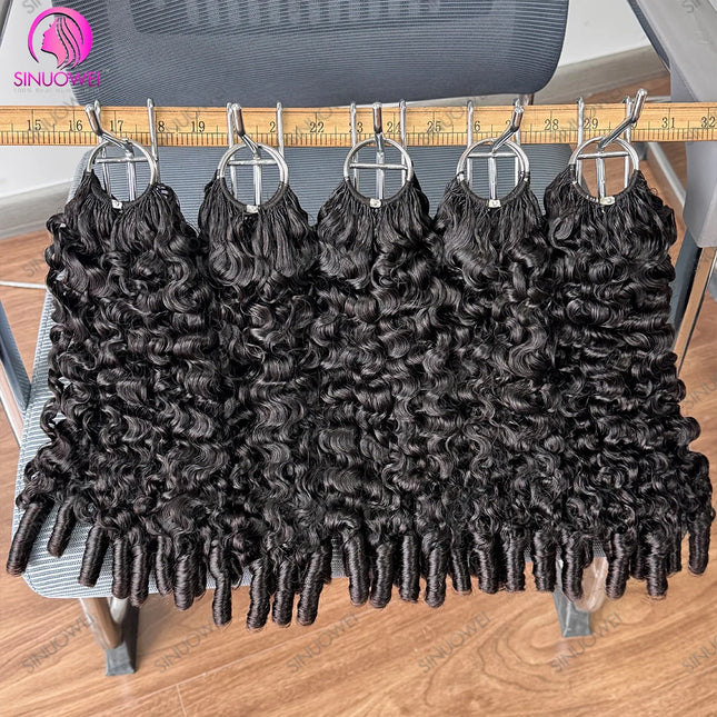 100% Human Hair Feather Crochet 12A Burmese Curly Natural Black Pre-Separated Feather Crochet Invisible Crochet Hair Extensions