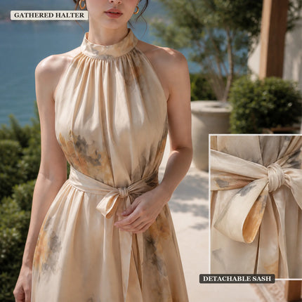 Summer Dresses 2026 Dresses for Woman Wedding Guest Dresses Maxi Dress Woman Elegant Vacation Floral Halter Chiffon Beach A Line