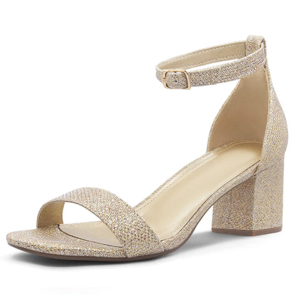 High Heeled Sandals Non Slip Ankle Strap Sandals Comfortable Low Block Dress Pumps Elegant Open Toe Sandals for Party Vacation