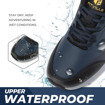 FitVille Men'S Wide Low-Top Hiking & Walking Shoes Waterproof Non-Slip Soft Toe Outdoor Work Footwear With Arch Support, Heel Pain Relief Sneakers For Long Hikes, Trekking, Trails, Wide Feet & All-Day Standing