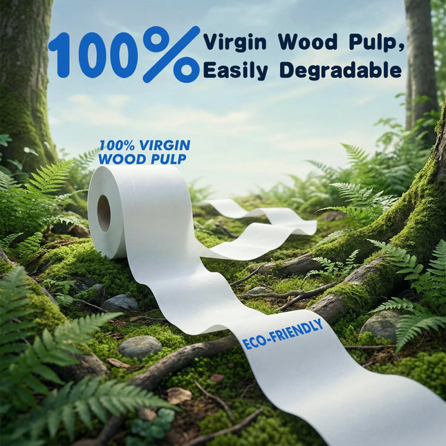12 Rolls Toilet Paper 4 Ply Ultra Soft 100% Virgin Wood Pulp High Absorbency Biodegradable Household Bathroom Tissue Paper for Home Kitchen Hotel