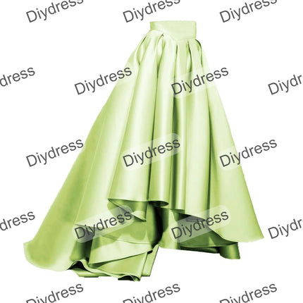 Women's High Low Elegant Prom Party Skirt A-Line Pleated Front Short Back Long Satin Skirt With Pockets For Evening Gown