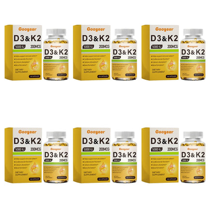 Googeer Vitamin D3 & K2 Capsules with Immune System Support and Bone Formation Support for Calcium Absorption, 120 Capsules
